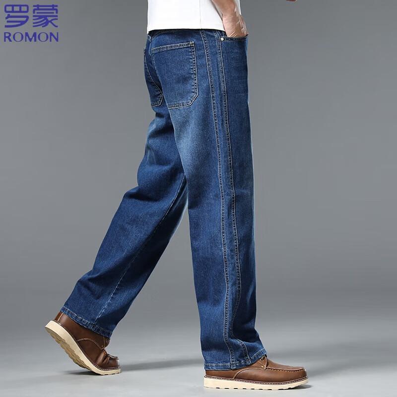 Romon Men's Relaxed Fit Straight Leg Stretch Jeans