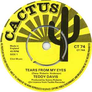 

7inch Record TEDDY DAVIS Tears From My Eyes CT74 Cactus 1975 UK Reggae Ska Dub Used