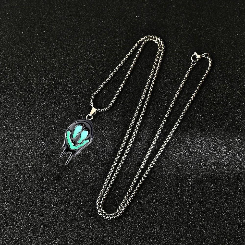 Punk Halloween Skull Necklace Neck Jewelry Hip Hop Neck Chains Luminous Pendant Necklace  Halloween