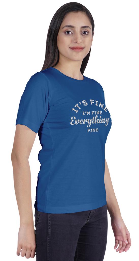 Inkmeso Crew Neck T-shirt   Its Fine I'm Fine Everything Is Fine" Letter Printed Inspirational Jersey Top For