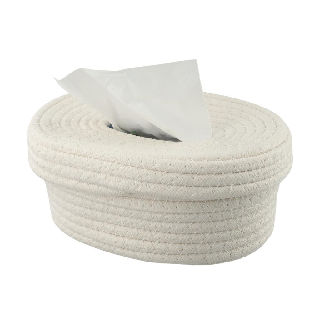 Handmade Nordic Style Tissue Box Rectangular Design Cotton and Hemp Threads Keep Your Tissues Neat and Within Reach