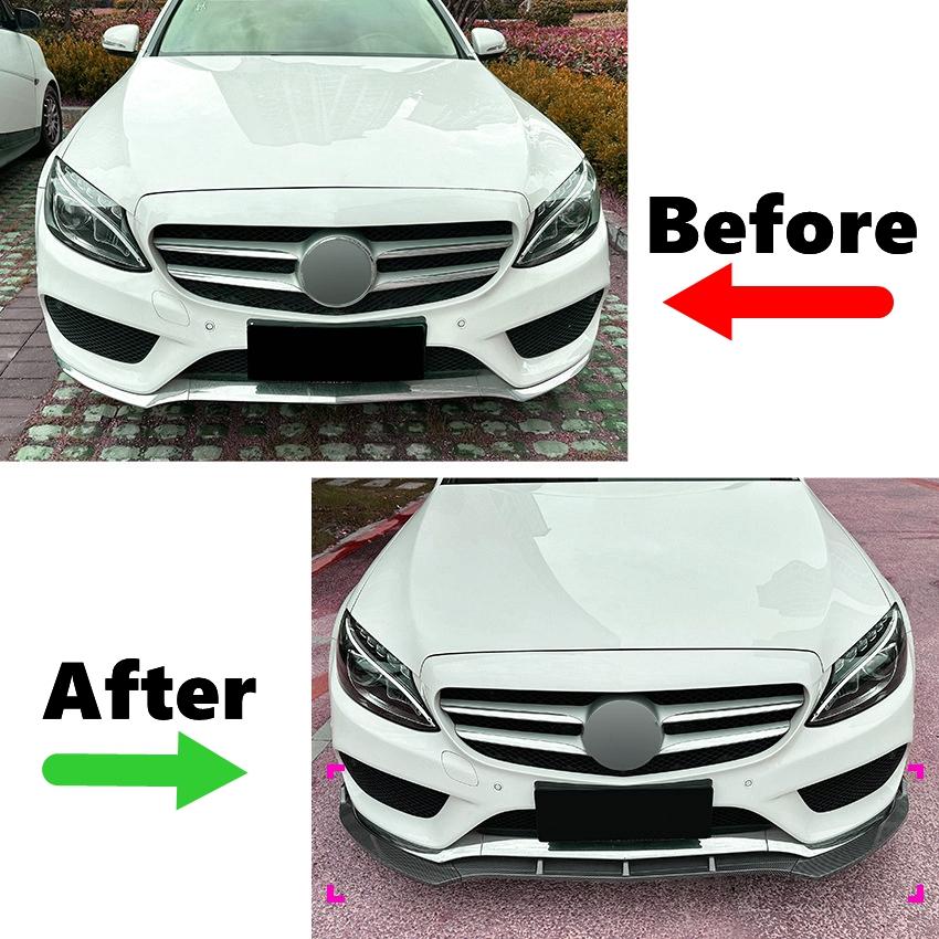 Front Bumper Lip Spoiler Splitter For Mercedes-Benz C-Class W205 C180 C200 C260 AMG 2015-2018 Diffuser Body Kits