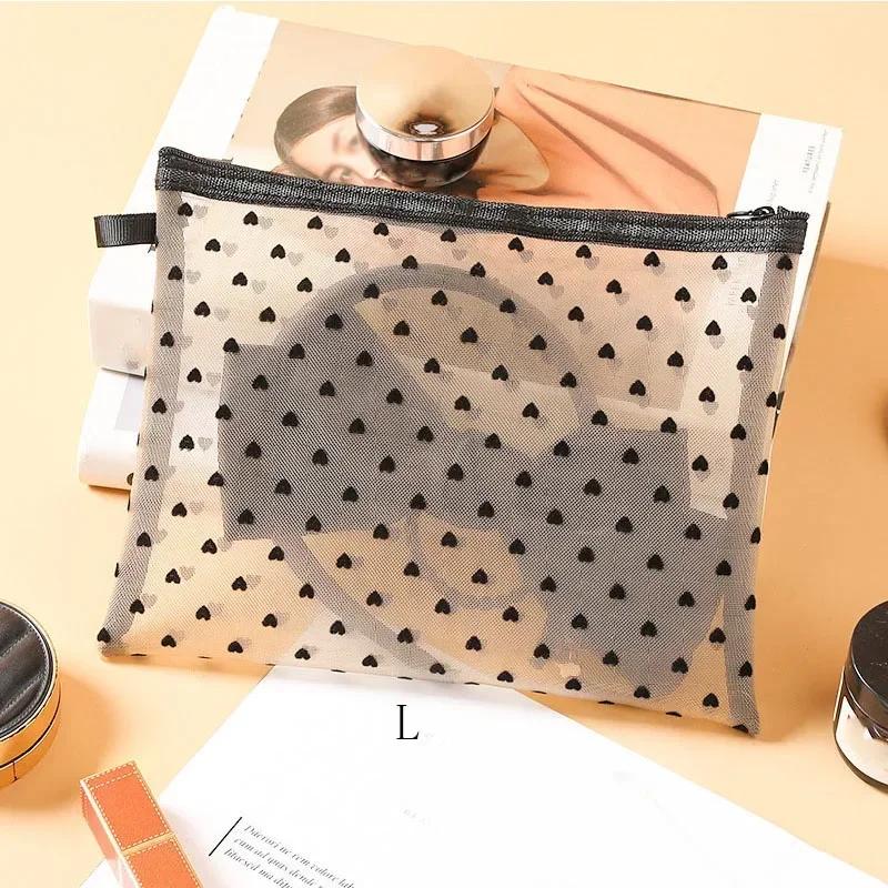 1pc Mesh Clear Cosmetic Bags Small Large Black Makeup Bag Women Travel Toiletry Organizer Lipstick Storage Pouch Pencil Case