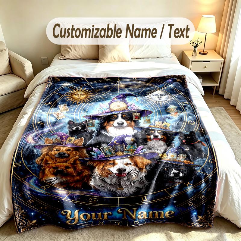 Space Cosmic Theme Custom Blanket Personalized Name & Text Customized Soft Warm Throw Blanket Home Decor