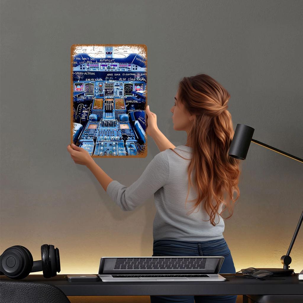 A380 Airbus Cockpit Schild Flugzeuge Poster Raumdekorationen Benutzerdefinierte Metallschilder für Wandkunstdekoration Retro Vintage Interieur