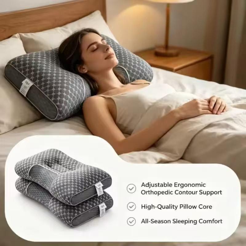 Bed neck pillow conducive to sleep, machine washable single pillow, gray core student bedroom pillow