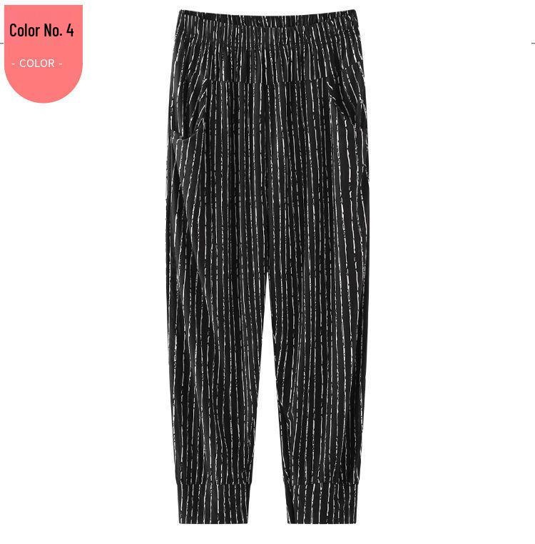 

Женские летние цветочные брюки-капри из ледяного шелка - Большой размер, свободный крой для женщин среднего и пожилого возраста One Size