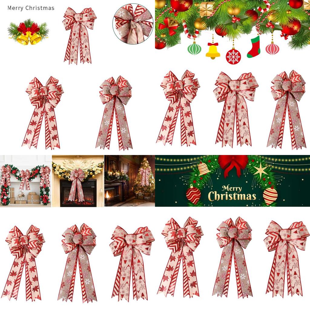Festive Christmas Wreath Double Bow For Indoor And Outdoor Decorations