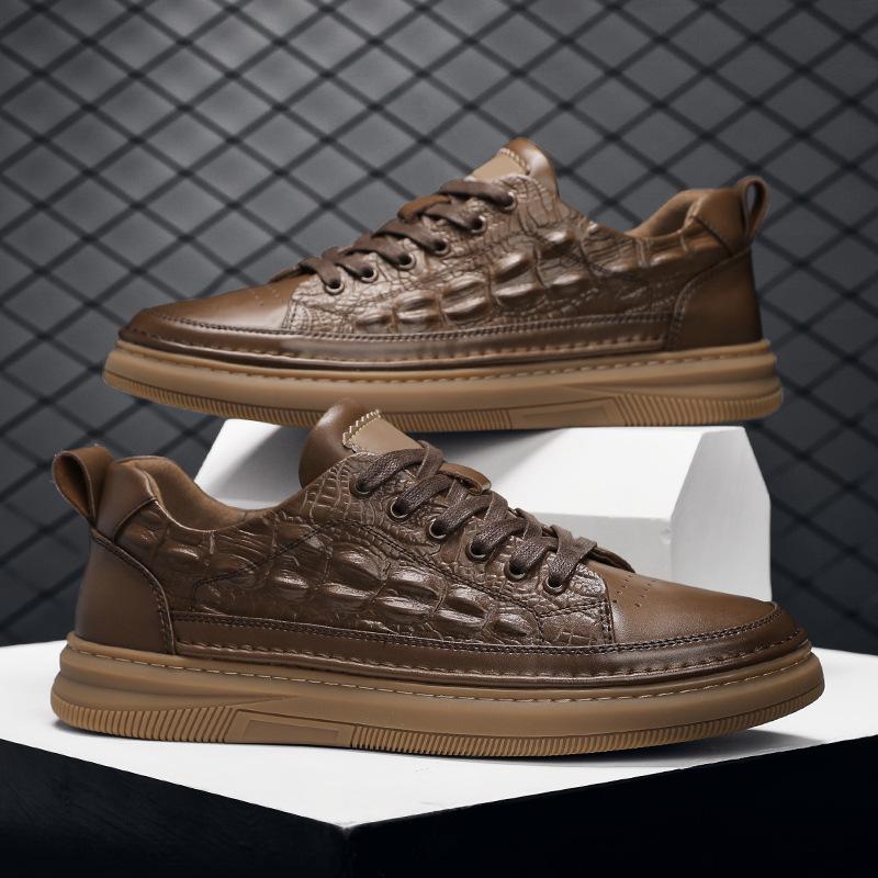 Men's Shoes Crocodile Pattern Genuine Leather Man Oxford Shoes Lace Up Men Casual Fashion New Comfortable Office Shoes Footwear
