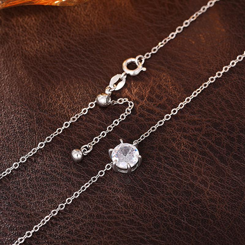 Huitan Simple and Elegant 6 Claw Cubic Zirconia Pendant Necklace for Women Daily Wear Fashion Versatile Female Neck Accessories