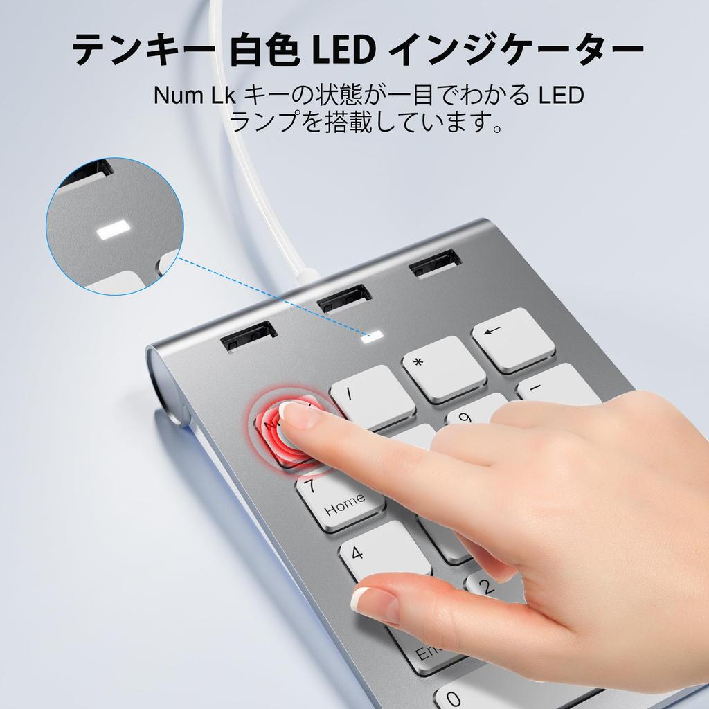 Numeric Keypad Wired Thin 18 Keys Mac Numeric Keyboard Numeric Keyboard Pantograph A Mini Keyboard Hub Equipped with 3 USB Ports Mac Numeric Keypad