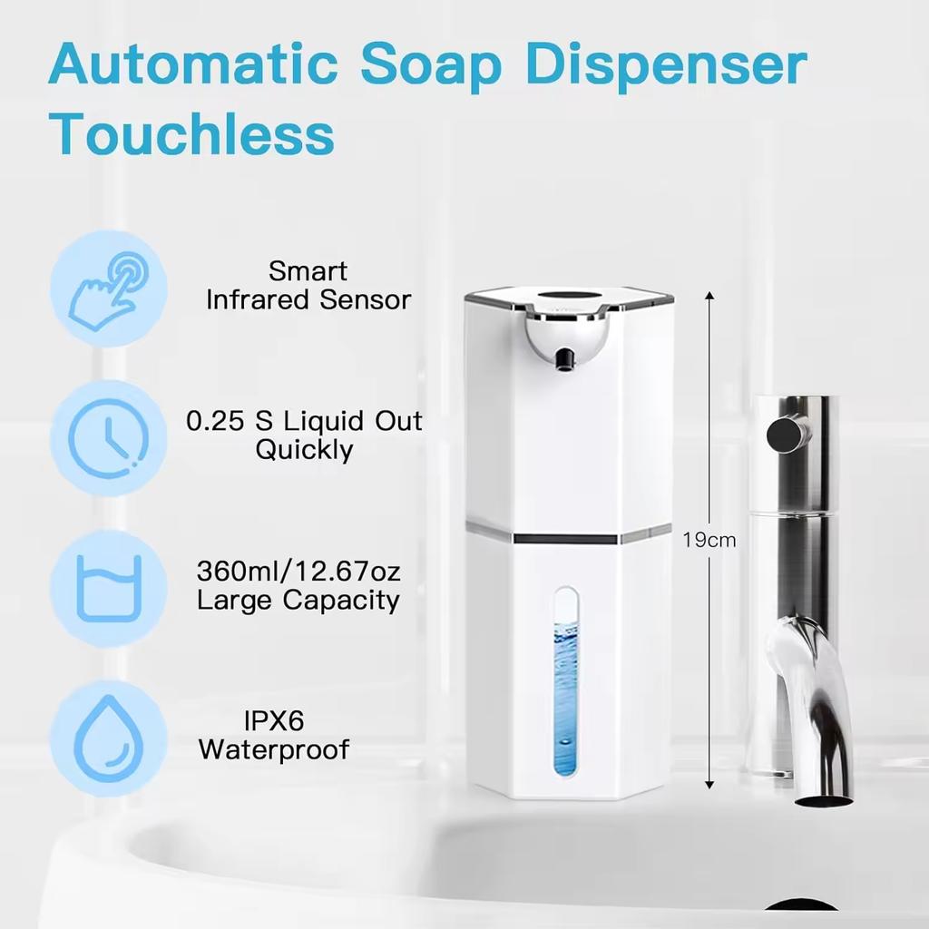 Foaming Soap Dispenser Wall-Mounted No Drilling Liquid Soap Dispenser Long Battery Charging Automatic Soap Dispenser Ipx5