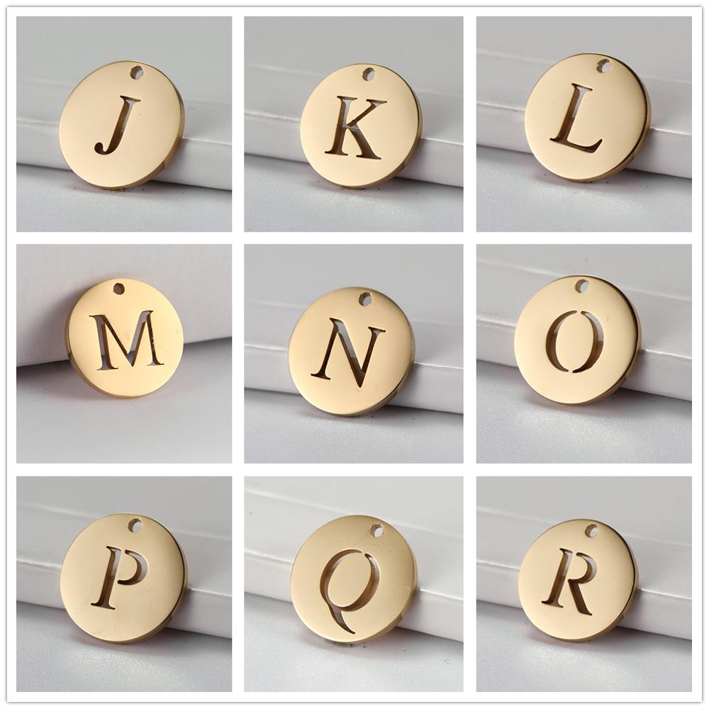 Teamer 10pcs A-Z 26 Letters Stainless Steel Charms for Jewelry Making Initial Alphabet Charms Pendant for Bracelet Necklace DIY