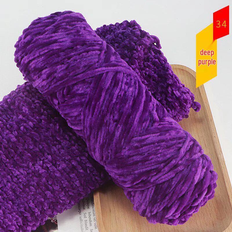 Chenille Golden Silk Velvet Yarn Ball - Medium Thick Glossy Yarn for Hand Knitting and Crochet Slippers.