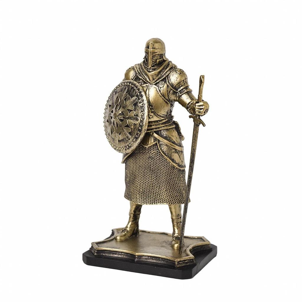 Metallic-LookLook Medieval Knight Figurine Nordic with Buckler
