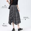 Irregular Textured Plaid A-line Skirt