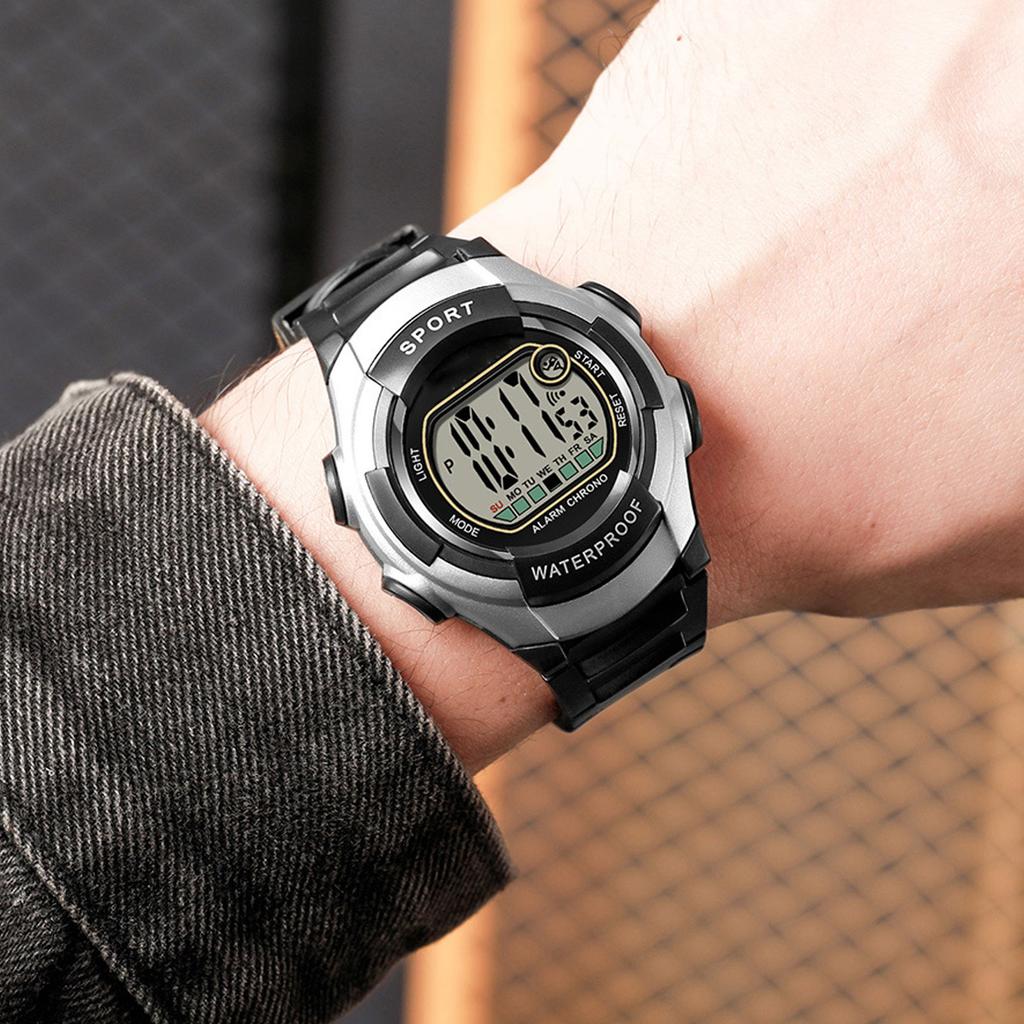 Sport Multifunktional 0M Wasserdicht Vintage Unisex LED Leuchtend Stoppuhr Wecker 12 Grad 24 Stunden Digitale Armbanduhr zum Laufen Klettern