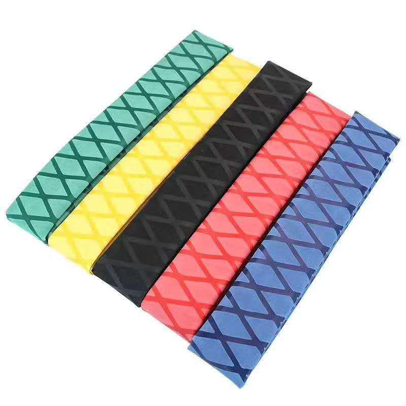 Non-Slip Cross-Pattern Heat Shrink Tube for Fishing Rods & Badminton Grips - Available in Red, Blue, Green, Black.