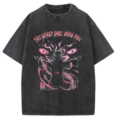 Anime Pain Bedrucktes T-Shirt Herren Retro Gewaschen 100% Baumwolle Oberteile T-Shirts Harajuku T-Shirt Streetwear Herren T-Shirts Kleidung