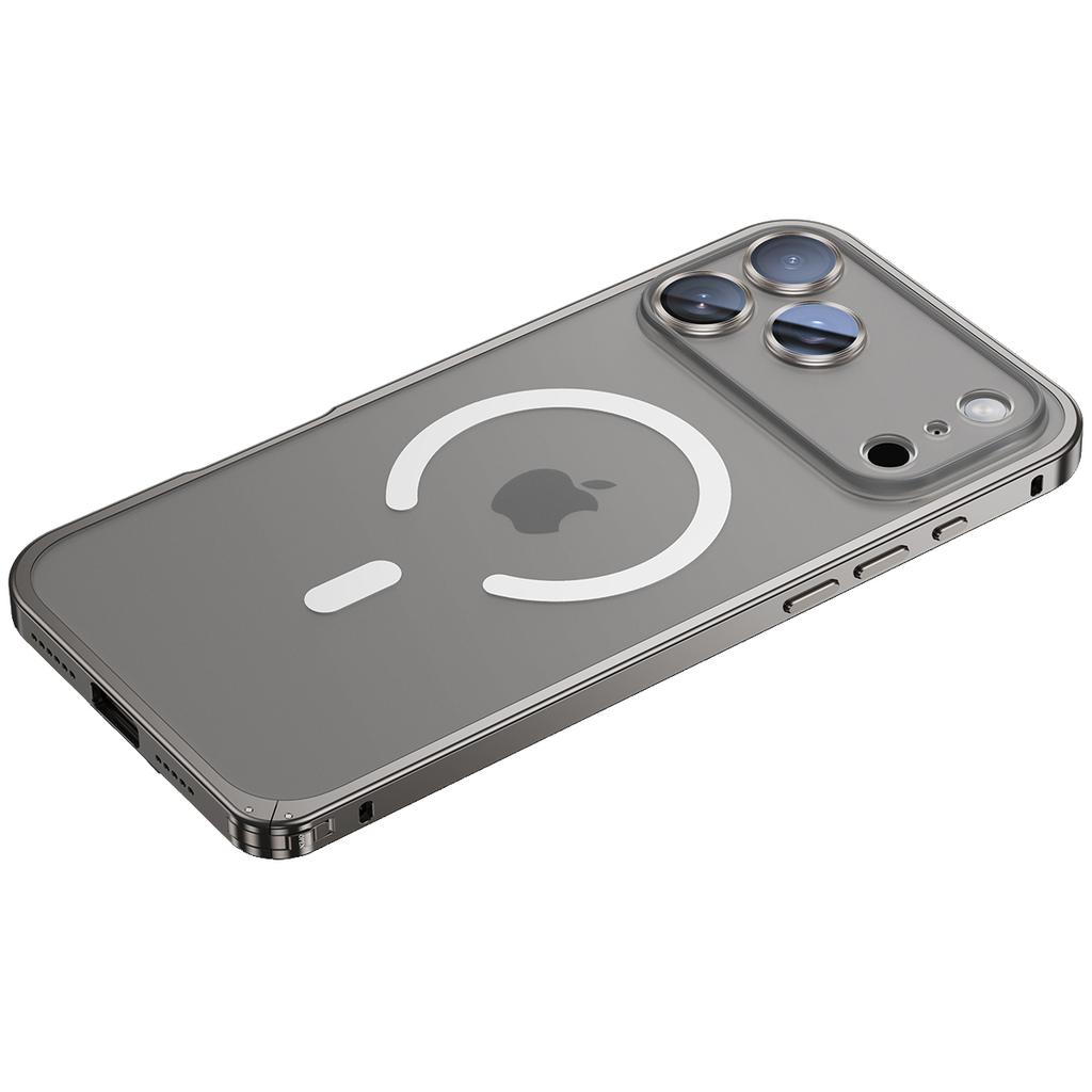 For iPhone 17 Pro Max Metal Clear Case Compatible with MagSafe Safety Lock Back Cover