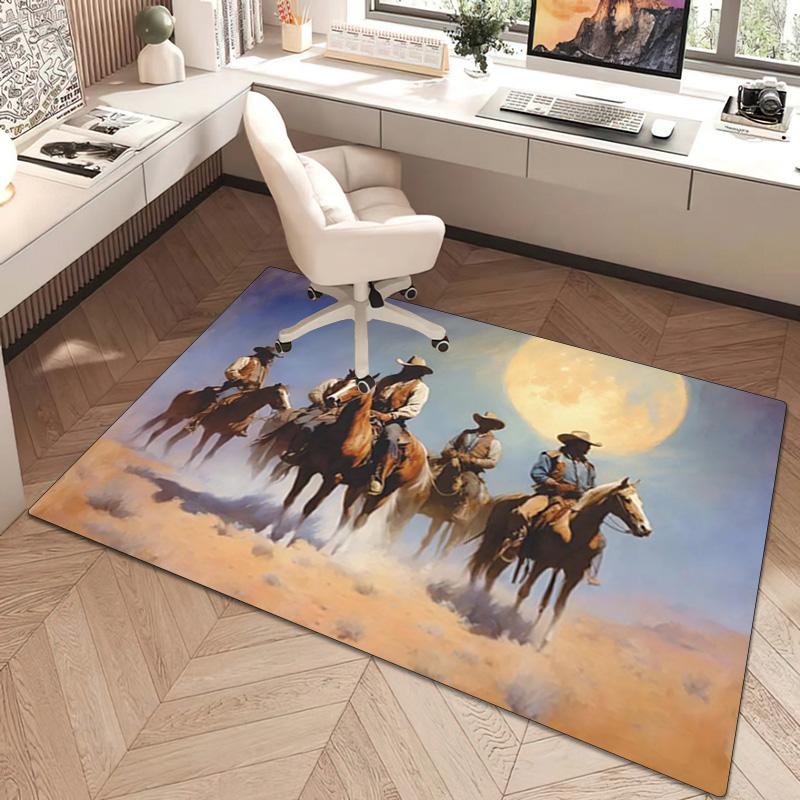 1Pc Cowboy Print Rug - home decoration Carpet For Living Room Bedroom Flooring Computer Chair Area Rug