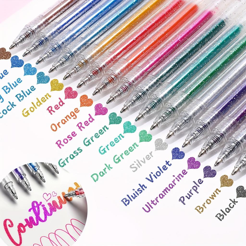 1 Set of 12 Color-Changing Glitter Pens, Liquid Sand, Sparkling Little Stars Gel Pens, Aurora Shiny Pens, Highlighter Pens for Journaling and Drawing