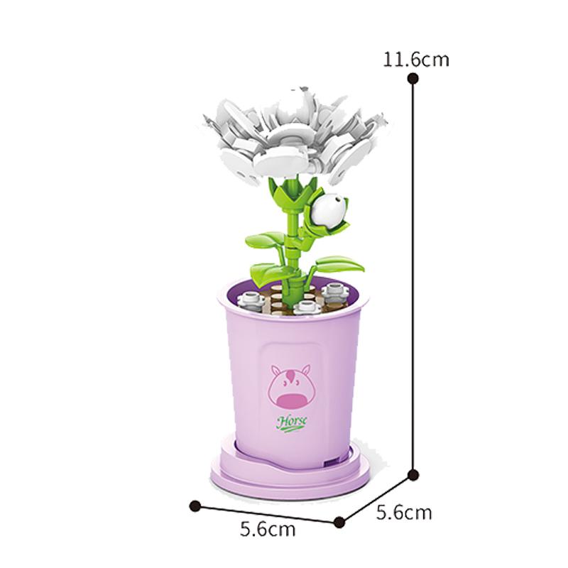 Girls Series Flowers Roses Bouquet Building Blocks Potted Plant Model  Valentine Gift Art Floral Arranges DIY Creative Sets