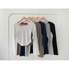 tops Women's Korean Fashion Tops Cut and Sew Long Sleeve Cropped Short Length Slim Stretch Plain Solid Color Affordable Simple Feminine Casual Autumn