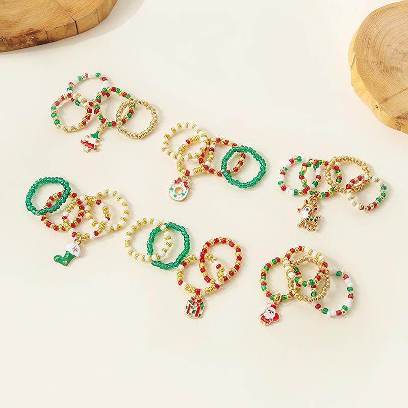 2023 Autumn/Winter Christmas Colorful Patchwork Beaded Finger Rings Collection