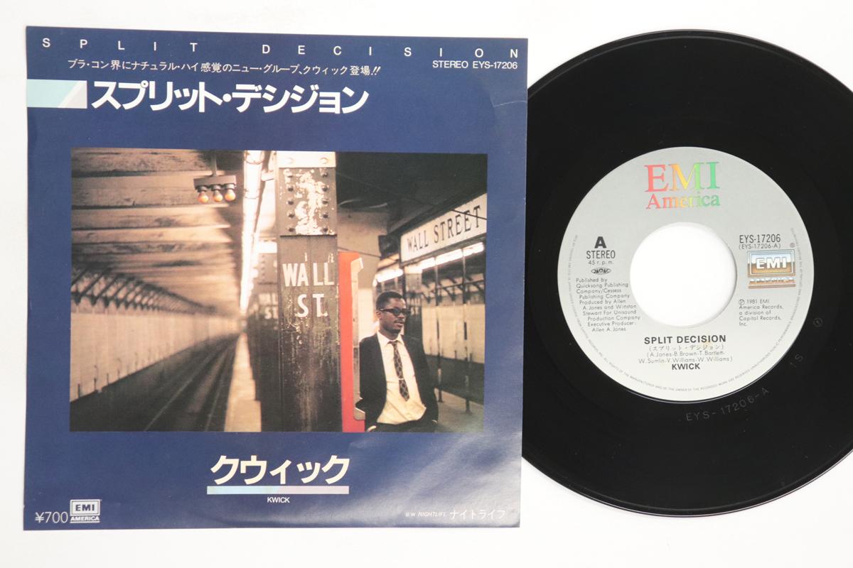 

7inch Record KWICK Split Decision Nightlife EYS17206 EMI AMERICA 1981 Japan SoulFunk Used
