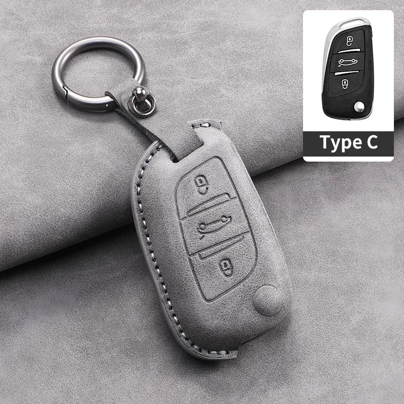Leather Car Flip Key Case Cover for Peugeot 208 308 408 508 2008 3008 4008 5008 306 407 807 for Citroen C1 C3 C4 CACTUS C6 C8