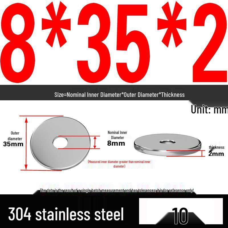 Thickened 304 Stainless Steel Flat Washer Spacer (M2-M36)
