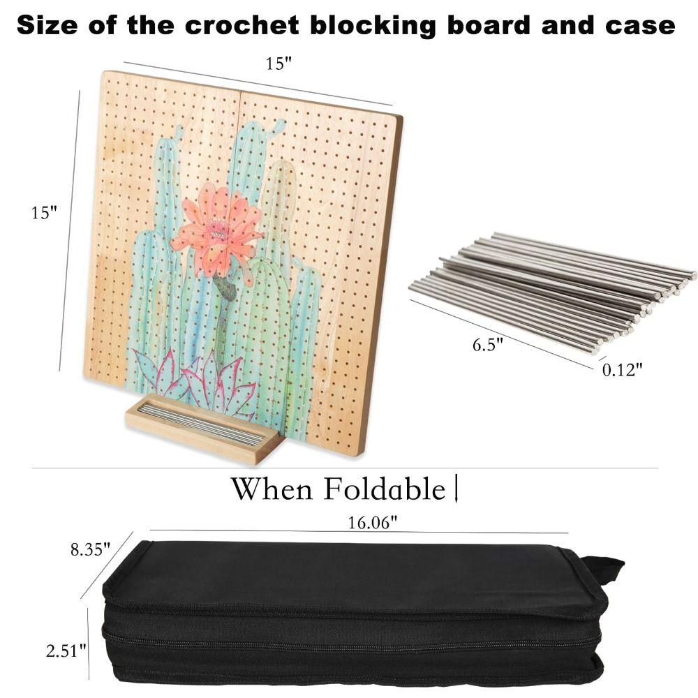 Neues 15-Zoll-Häkel-Blockingbrett faltbar mit 30 Stiften Strickbrett Große Größe Holz-Häkelzubehör