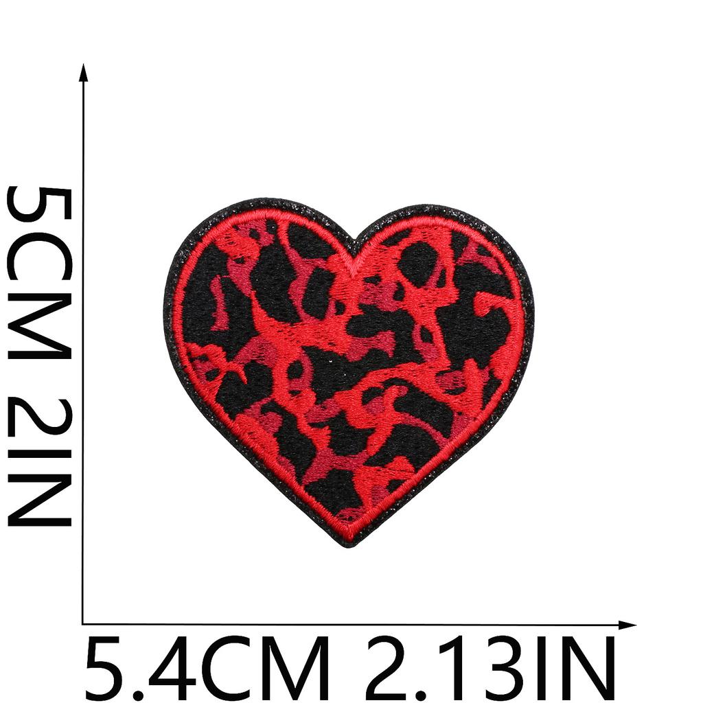 Leopard Print Embroidery Cloth Sticker Grit Leather Five-Pointed Star Patch Sticker Bag With Color Pattern Computer Embroidery Label