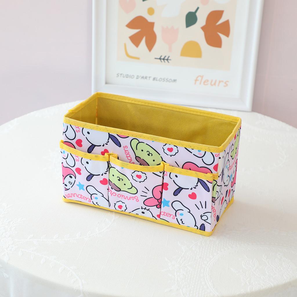 Hello Kitty Kuromi Cinnamoroll Melody Party Theme Foldable Multi Pocket Storage Box For Bedroom Or Desk Storage
