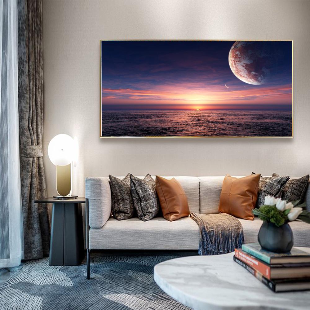 

Пейзаж маслом космическая фотография художественная живопись холст картина гостиная коридор бар украшение дома фреска без рамки 20*40cm