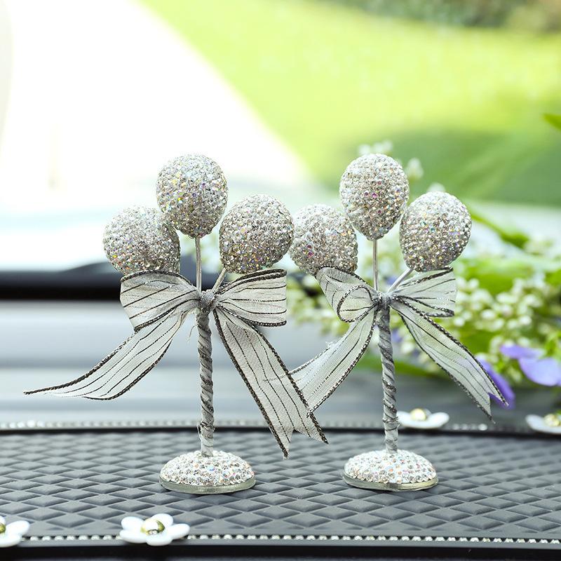 1pc Creative Rhinestone-Studded Balloon Car Ornament, Confession Balloon Car Decoration, Valentine's Day Luxury Car Accessories, Holiday Gift