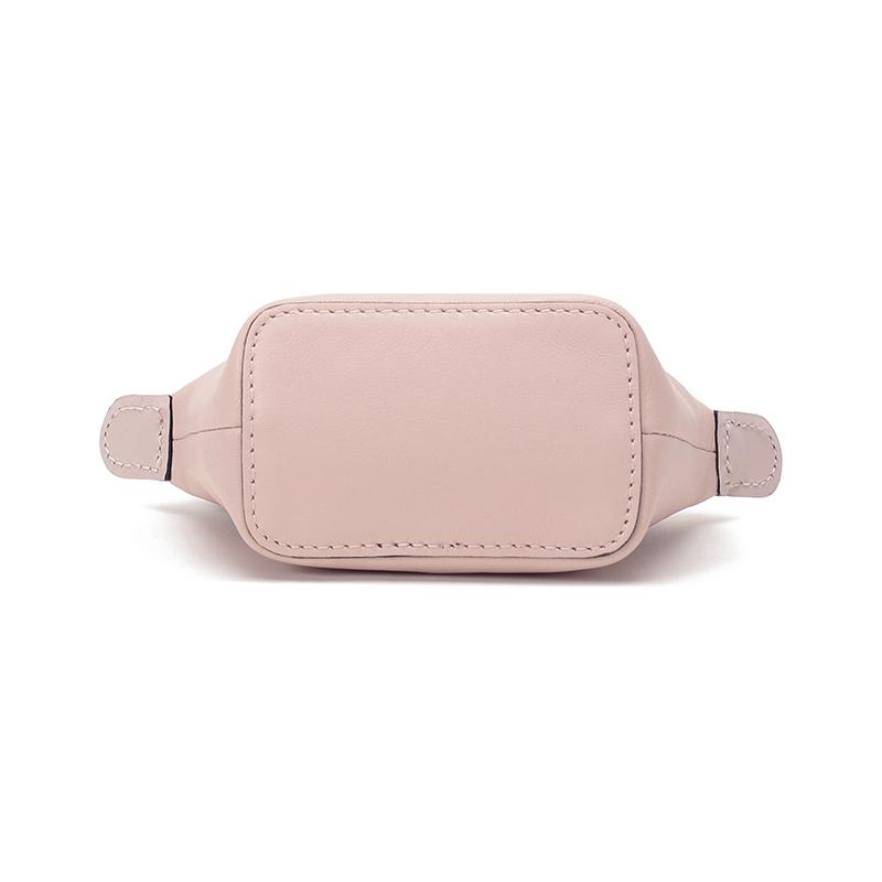 Longchamp Le Pliage Cuir 9 Logo Snap Closure Lambskin Dumpling Bag Mini Women Handbags Light-Pink 10099757P53