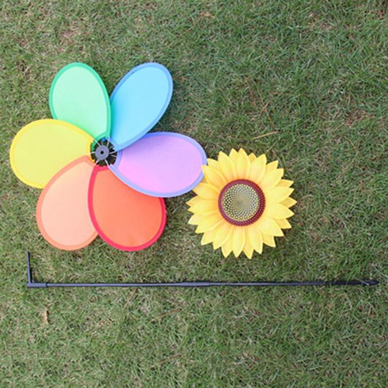 Colorful Sunflower Windmill Toy Kids Diy Outdoor Toys Garden Yard Decoration