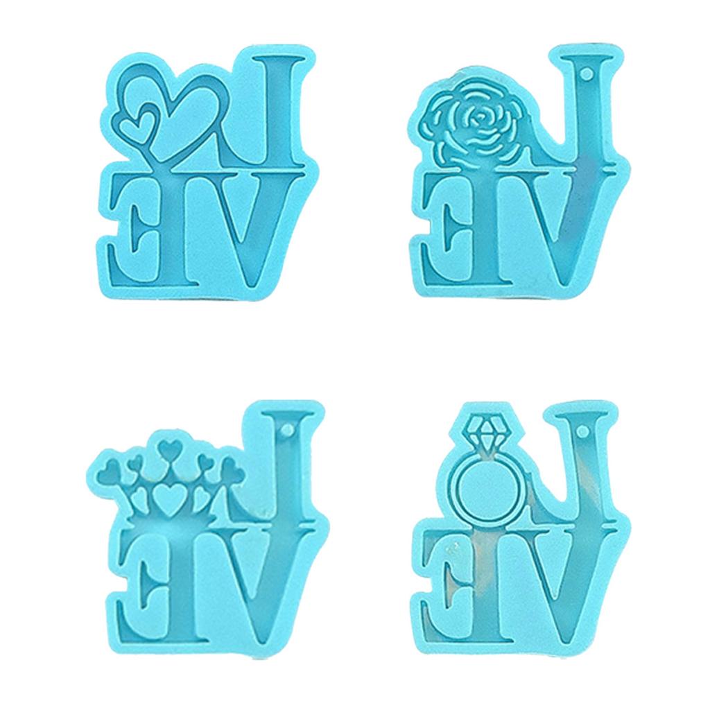 Kärleksskylt Bokstavsform Nyckelring Silikonform med Hål för DIY Dekoration Hartsgjutning Hängeform Alla hjärtans dag