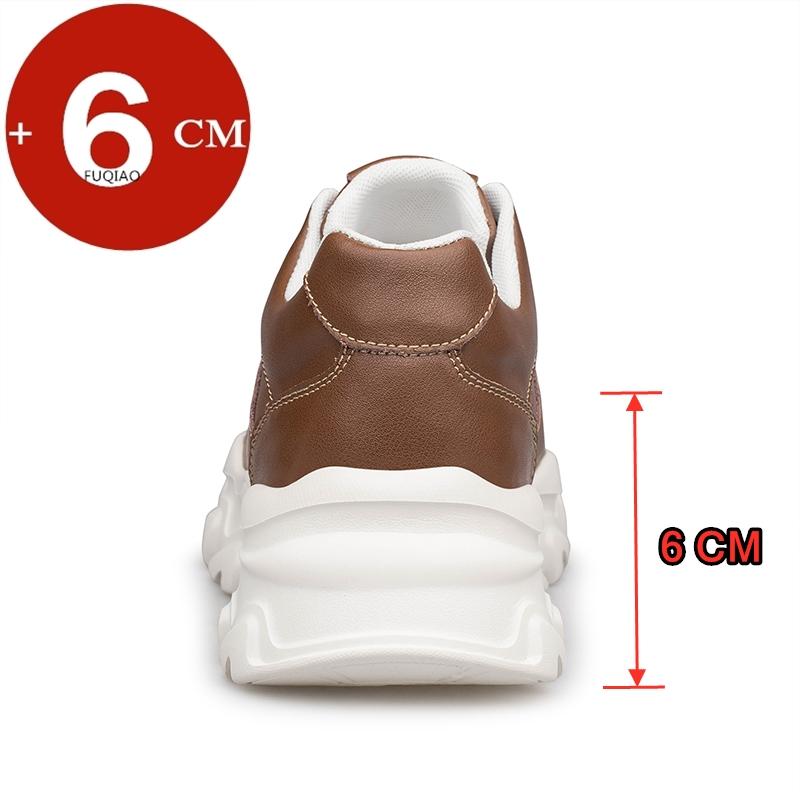 New Big Size Unisex Elevator Shoes Cow Leather Lift Sneakers Height Increase Insoles 6CM Man Daily Height Increasing Sport Shoes