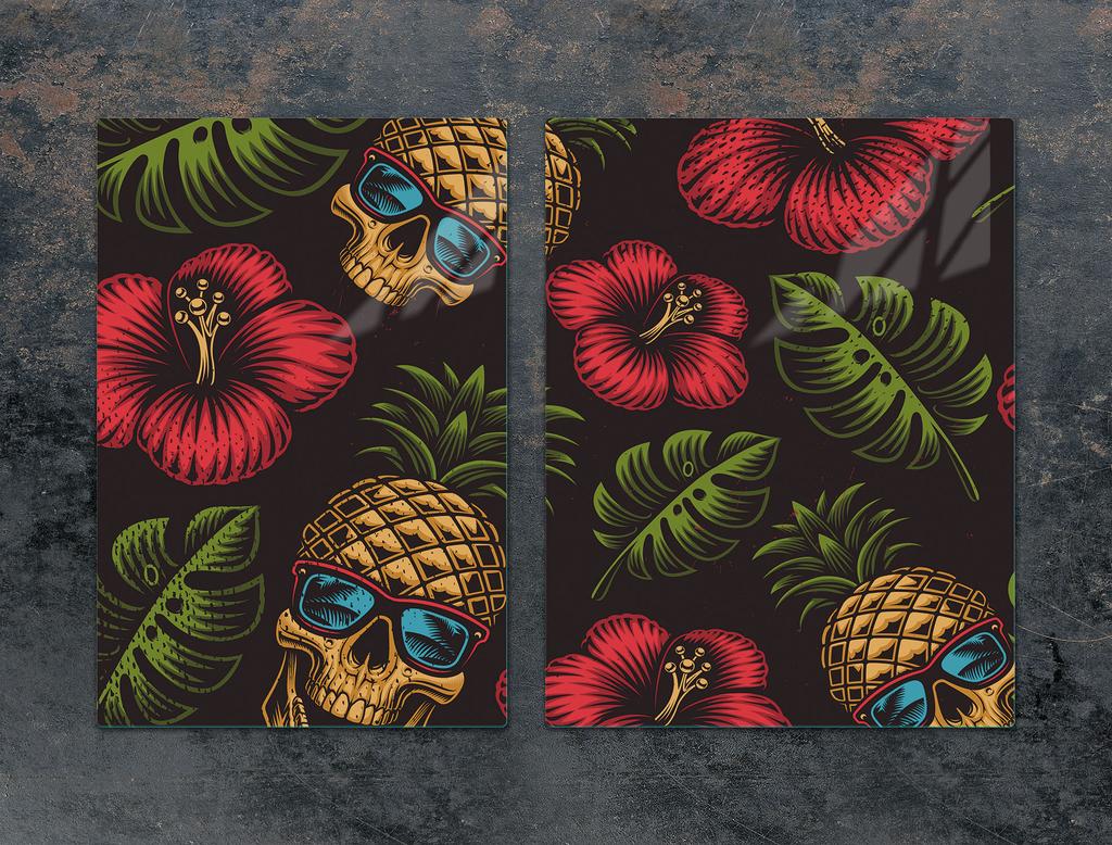 SZKLANA PŁYTA OCHRONNA DESKA 75x52 ANANAS