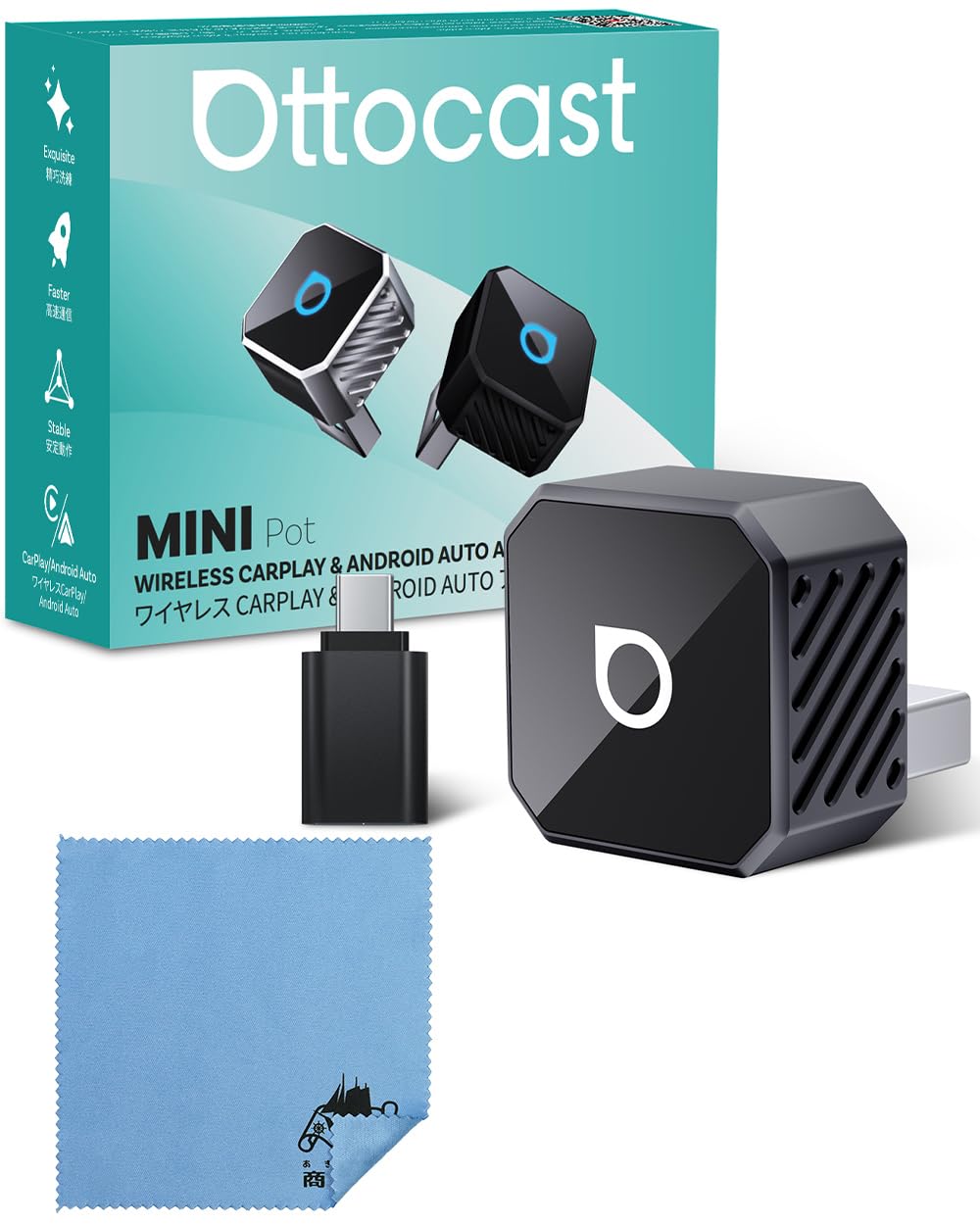 OTTOCAST Mini pot OTTOCAST Mini Slim OTTOCAST Wireless CarPlay Android Auto Adapter Wireless Conversion Genuine Wired Auto Authorized [Genuine