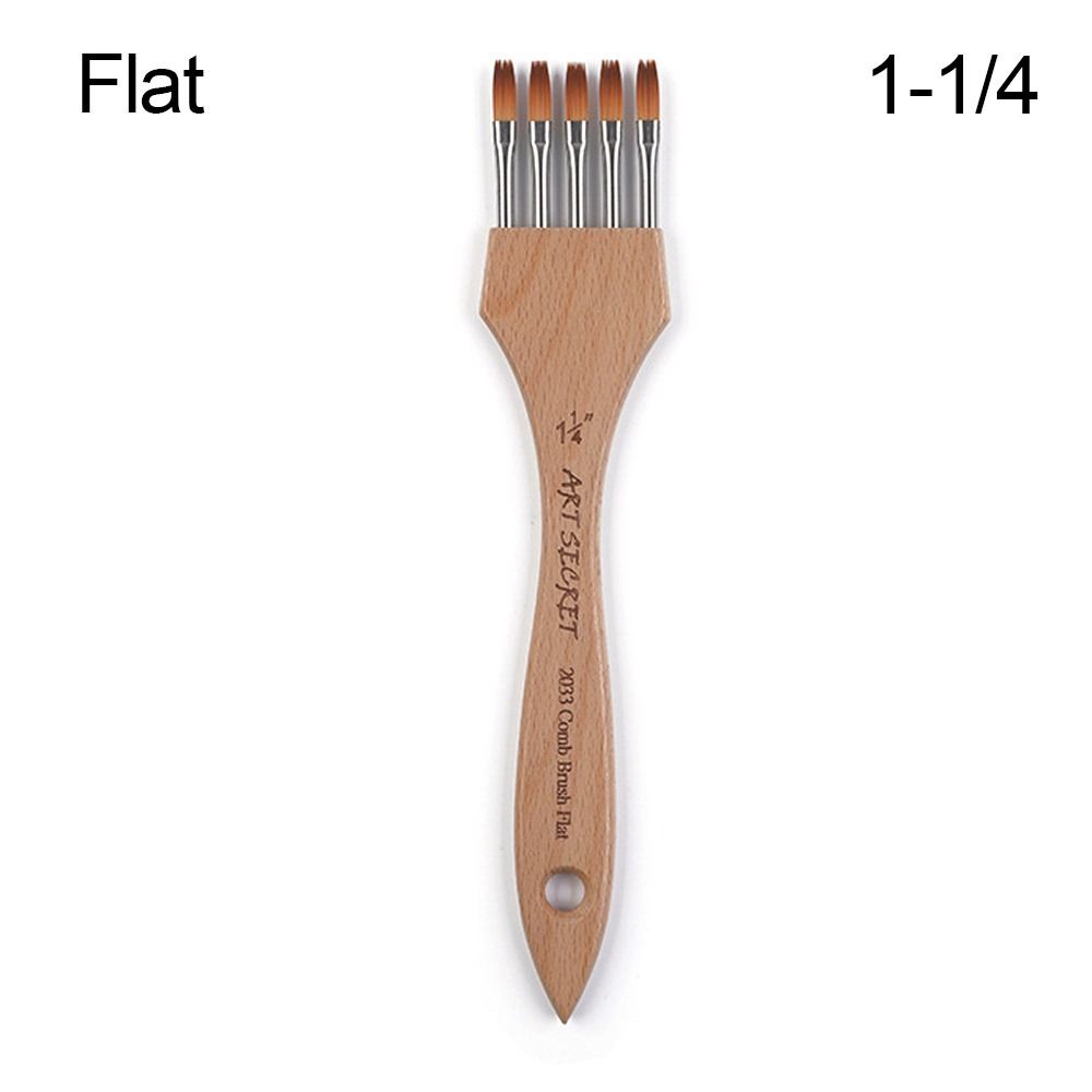 Bamboo Handle Multi-Tooth Comb Brush Round/Flat Acrylic Paint Brush High-quality Watercolor Brush