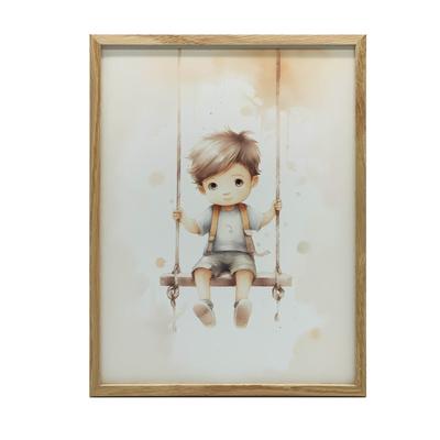 Boy On a Swing Boy On a Swing, 30X40 Cm, Gold Aluminum Frame, 230 Gsm Matte Paper
