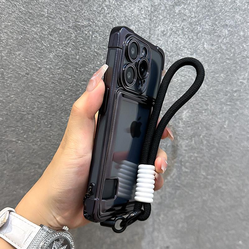 

Чехол-кошелек с отделением для карточек для iPhone 16 15 Pro Max 14 13 12 11, защита камеры, противоударный, прозрачный, мягкий, силиконовый чехол For iPhone 13Pro Max чёрный