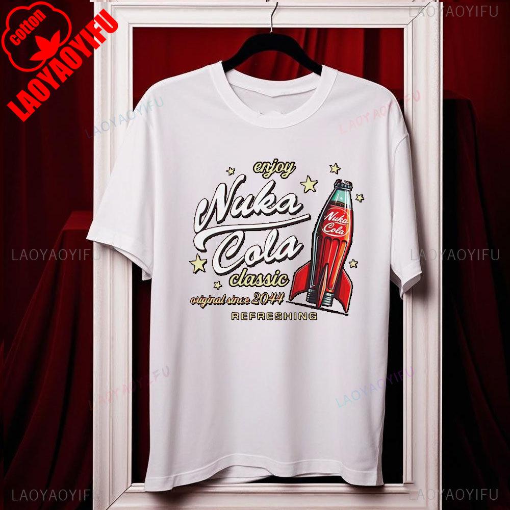 Nuka Cola Fallout Unisex Softstyle Cotton T-Shirt Funny Tshits Vintage Red T Shirt 2044 Tee Tops Fan Gift Ropa Hombre Harajuku