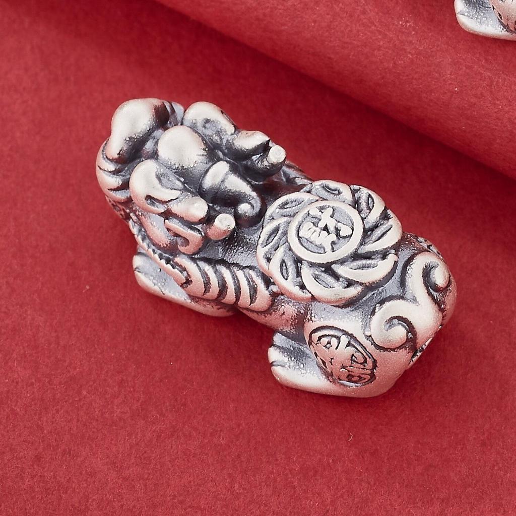 Sterling Silver 999 Pixiu Wealth Beads: Zodiac Luck Bracelet DIY Accessory