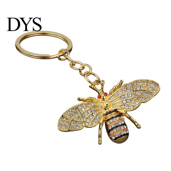 Fashion Purse Decoration Rhinestone Bee Keychain for Women, Bing Alloy Car Decorative Backpack Accessory Key Ring, Accessories Handbags Backpacks