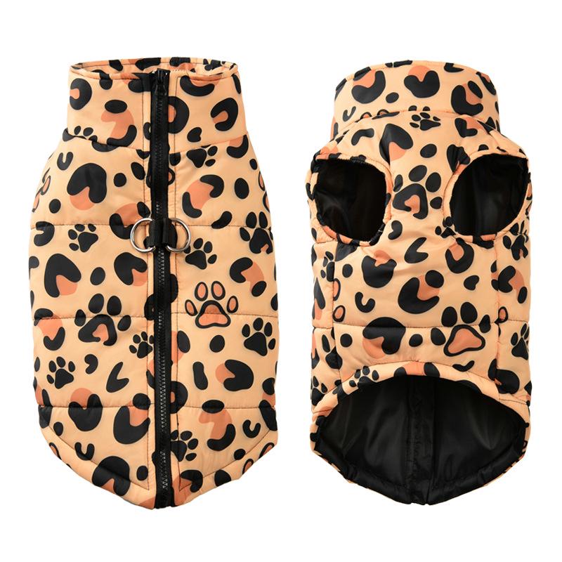 

Leopard Print Winter Pet Coat with Leash Buckle for Small/Medium Dogs - Outdoor Warm Jacket XL